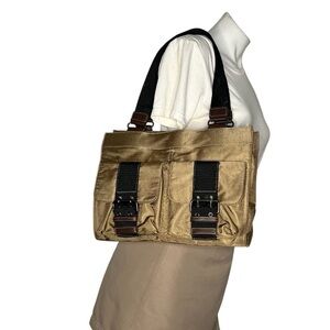 NINE WEST University Bag Bronze Nylon Brown Straps Retro Y2K VINTAGE